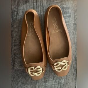 NWOT Aerosoles Brown Real Leather High Bet Ballet Flats Women's US 9